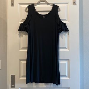 Maurices - cold shoulder ruffle sleeve shift dress - black - XXL